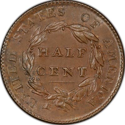 US 1825 Half Cent Value