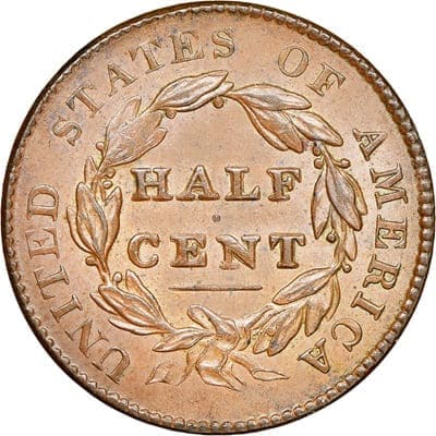 US 1828 Half Cent Value