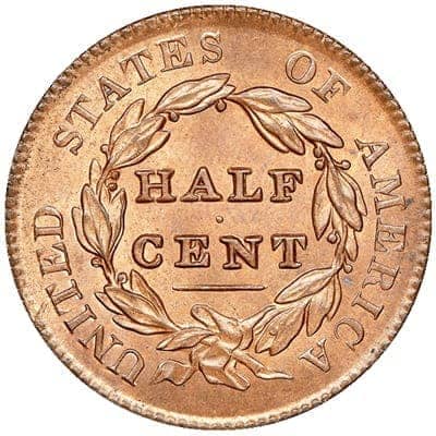 US 1829 Half Cent Value