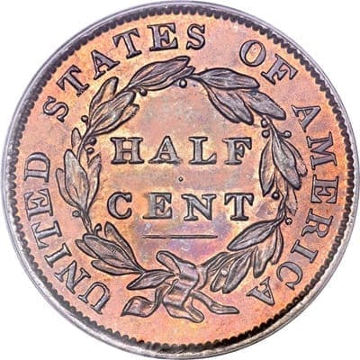 US 1833 Half Cent Value