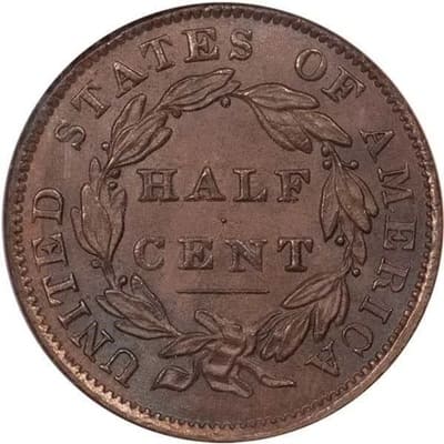 US 1834 Half Cent Value