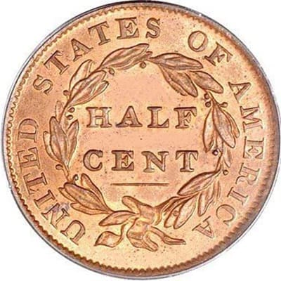 US 1835 Half Cent Value