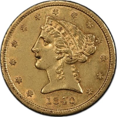 US 1840 Half Eagle $5