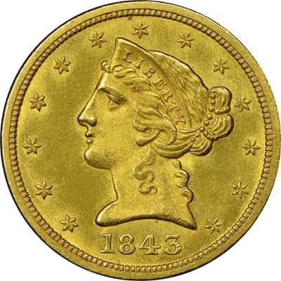 US 1843 Half Eagle $5