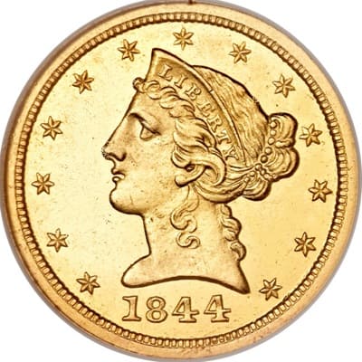 US 1844 Half Eagle $5
