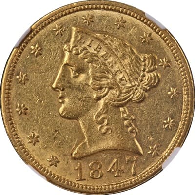 US 1847 Half Eagle $5