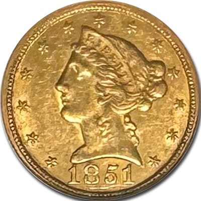 US 1851 Half Eagle $5
