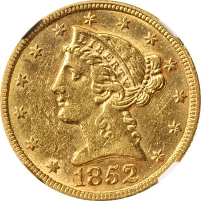 US 1852 Half Eagle $5