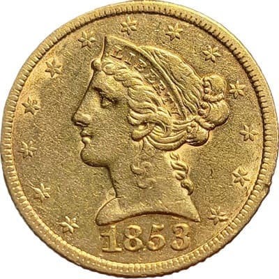 US 1853 Half Eagle $5