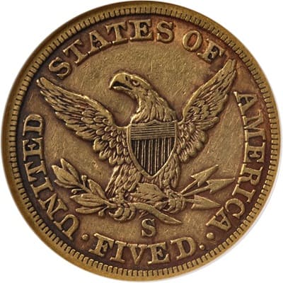 US 1855 Half Eagle $5 Value
