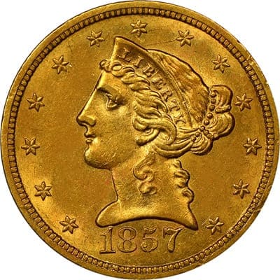 US 1857 Half Eagle $5