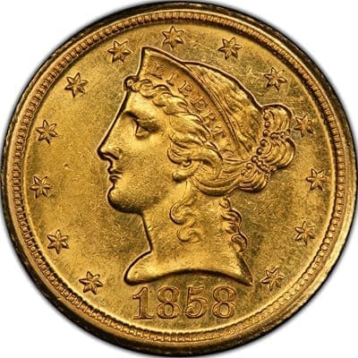 US 1858 Half Eagle $5