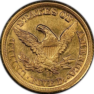 US 1858 Half Eagle $5 Value