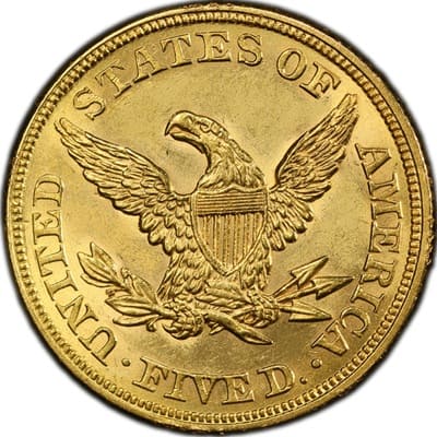 US 1859 Half Eagle $5 Value