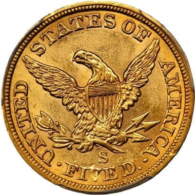 US 1866 Half Eagle $5 Value