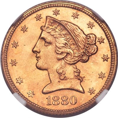 US US 1880 Half Eagle $5 Value