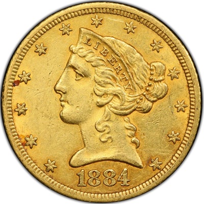 US 1884 Half Eagle $5
