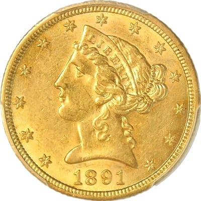US US 1891 Half Eagle $5 Value