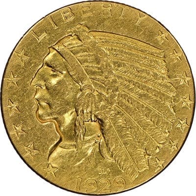 US 1929 Half Eagle $5