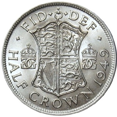 British 1949 Halfcrown Value