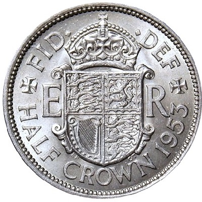 British 1953 Halfcrown Value