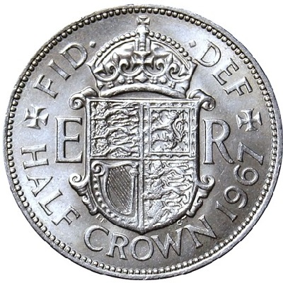 British 1967 Halfcrown Value
