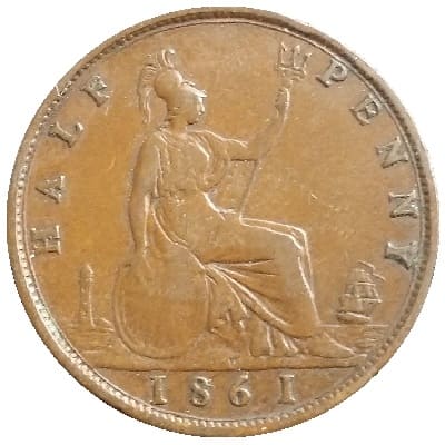 British 1861 Halfpenny Value