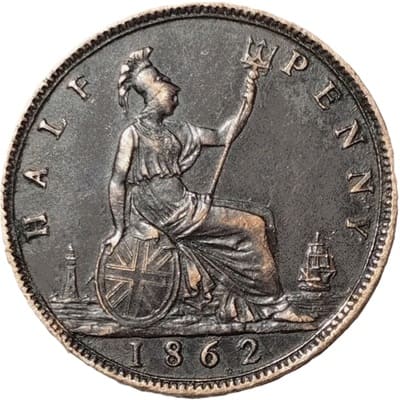 British 1862 Halfpenny Value