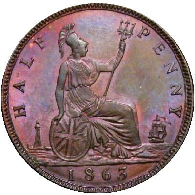 British 1863 Halfpenny Value