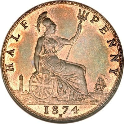 British 1874 Halfpenny Value