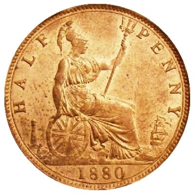 British 1880 Halfpenny Value