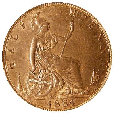 British 1884 Halfpenny Value