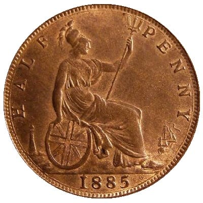 British 1885 Halfpenny Value