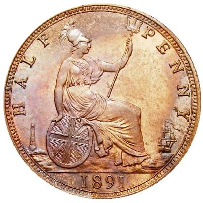 British 1891 Halfpenny Value