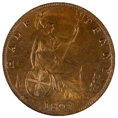 British 1893 Halfpenny Value