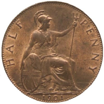 British 1901 Halfpenny Value