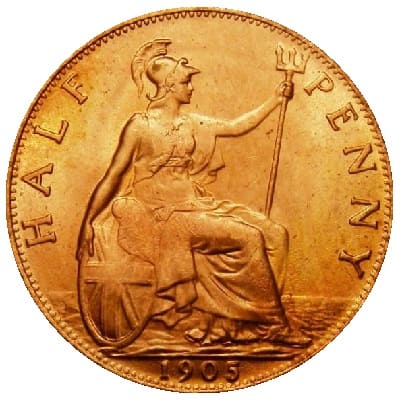 British 1905 Halfpenny Value