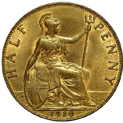 British 1910 Halfpenny Value
