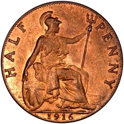 British 1916 Halfpenny Value