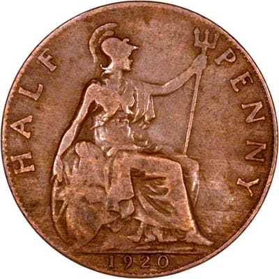 British 1920 Halfpenny Value