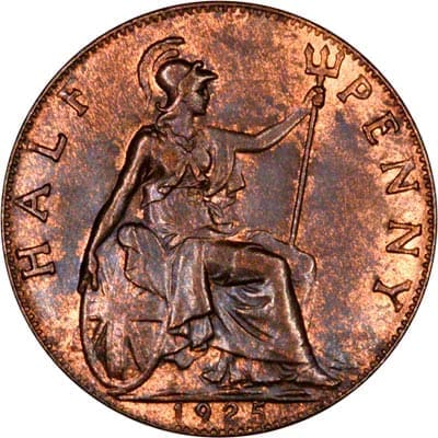 British 1925 Halfpenny Value