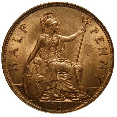 British 1926 Halfpenny Value