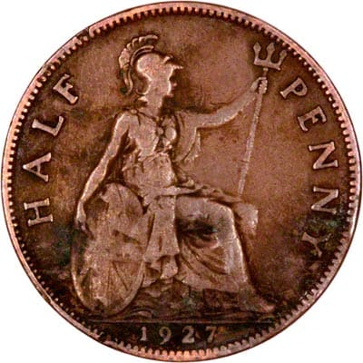 British 1927 Halfpenny Value