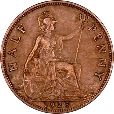 British 1928 Halfpenny Value