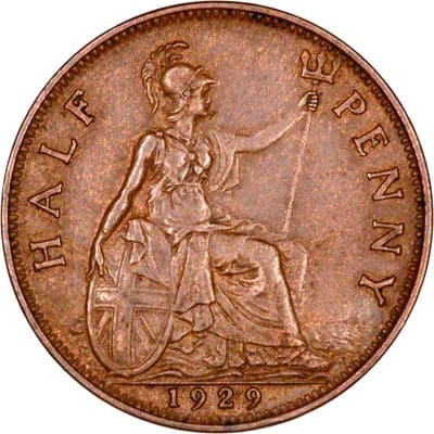British 1929 Halfpenny Value