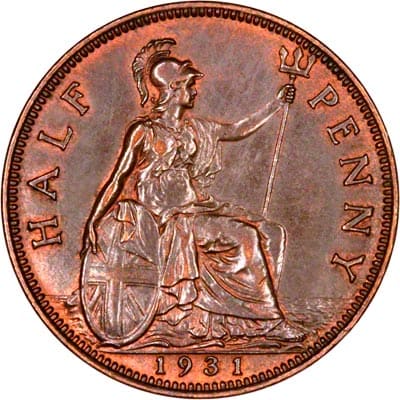 British 1931 Halfpenny Value