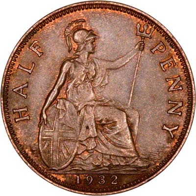 British 1932 Halfpenny Value