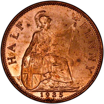 British 1935 Halfpenny Value