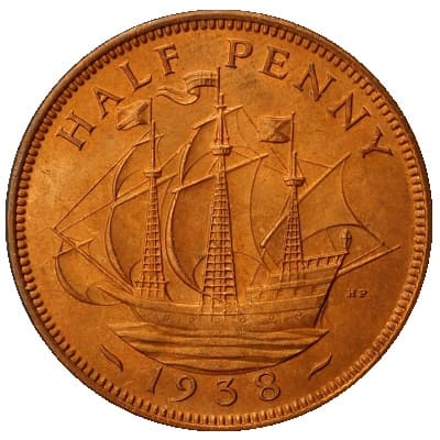 British 1938 Halfpenny Value