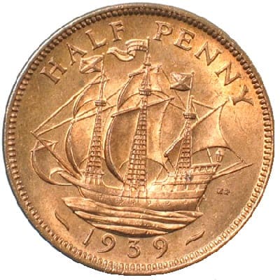 British 1939 Halfpenny Value
